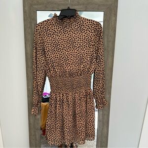 She + Sky Tan and Black Long Sleeve Dress